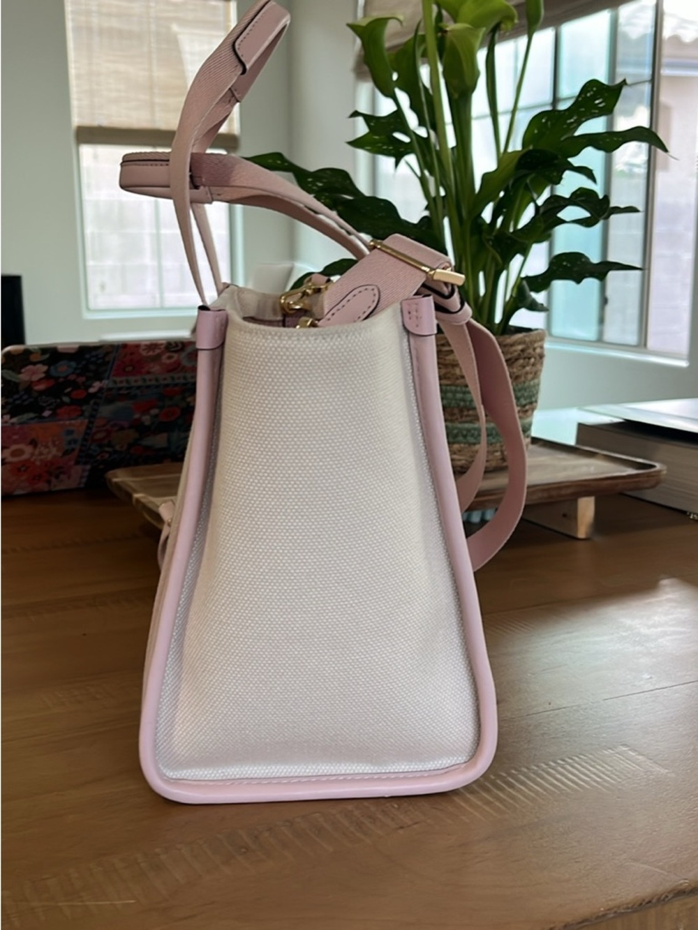 kate spade Pale Pink & Cream Canvas Tote - Picture 4 of 6